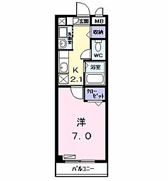 フィオーレ 1Kの間取図画像
