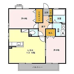 パルティーレ野並 2LDKの間取図画像