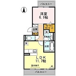 アイエス浮島 1LDKの間取図画像