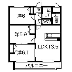 ソレイユ 3LDKの間取図画像