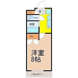 パルティール原駅前 1Kの間取図画像