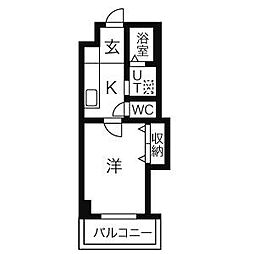 レヂデンスモン・プチ・パラディ 1Kの間取図画像