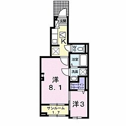 ブラウベルク浦里2 2Kの間取図画像
