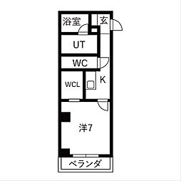 ライフワンビル 1Kの間取図画像