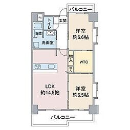 ヒルパレスイカイ 2LDKの間取図画像