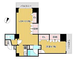 フラット3 1LDKの間取図画像