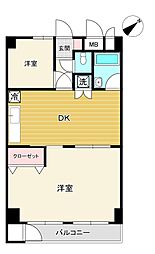 ライオンズマンション船橋 2DKの間取図画像