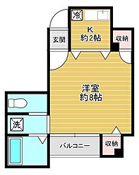 マリーナタカケンビルNo6 1Kの間取図画像