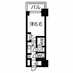 名古屋市営鶴舞線 浅間町駅 徒歩9分の賃貸マンション 6階1Kの間取り