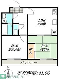 RESENCE SHINNISHI 2階2LDKの間取り