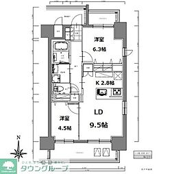 名古屋市営東山線 亀島駅 徒歩3分の賃貸マンション 7階2LDKの間取り