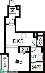 名古屋市営名城線 名城公園駅 徒歩13分の賃貸アパート 1階1DKの間取り