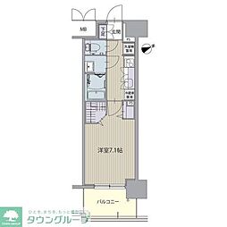 名古屋市営東山線 八田駅 徒歩2分の賃貸マンション 7階1Kの間取り