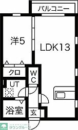 名古屋市営鶴舞線 浅間町駅 徒歩8分の賃貸アパート 1階1LDKの間取り