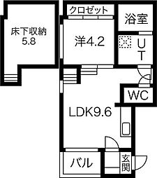 ミレニア栄生 1階1LDKの間取り