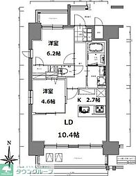 名古屋市営東山線 亀島駅 徒歩3分の賃貸マンション 11階2LDKの間取り