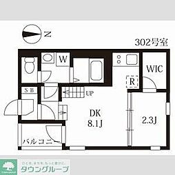 ハーモニーテラス野田II 3階1DKの間取り