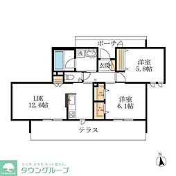 Fika Kisogawa 1階2LDKの間取り