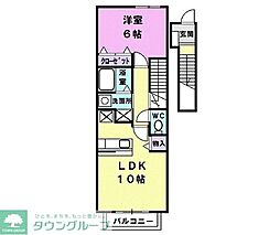 名鉄犬山線 東枇杷島駅 徒歩9分の賃貸アパート 2階1LDKの間取り