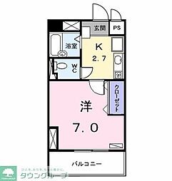 サニーコート月島 3階1Kの間取り