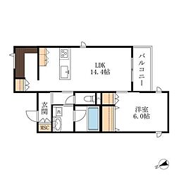 corail blanc 4階1LDKの間取り