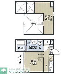 アップルスクエア 2階ワンルームの間取り