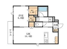 corail blanc 1階1LDKの間取り