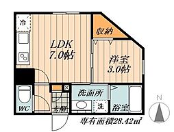 WELL COURT　NAKAMURA 3階1LDKの間取り
