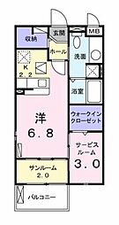 近鉄名古屋線 黄金駅 徒歩14分の賃貸アパート 1階1Kの間取り