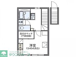 レオパレスｙｏｕ 2階1Kの間取り