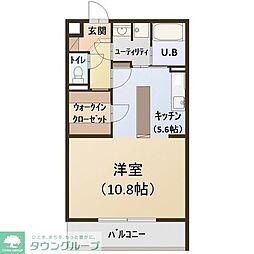 リリーローサ ワンルームの間取図画像
