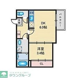 ハーモニーテラス御器所2 1DKの間取図画像