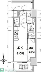 S-RESIDENCE亀島駅前ascent 1LDKの間取図画像