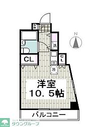 横浜市営地下鉄ブルーライン 三ツ沢上町駅 徒歩1分の賃貸マンション 6階ワンルームの間取り