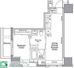 JR京浜東北・根岸線 関内駅 徒歩5分の賃貸マンション 13階1LDKの間取り