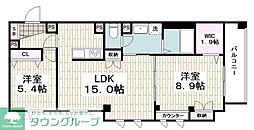 京急本線 戸部駅 徒歩1分の賃貸マンション 4階2LDKの間取り