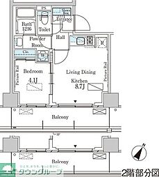 ParkAxis横濱大通り公園 1LDKの間取図画像