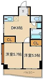 コスモAoi湘南台3 2DKの間取図画像
