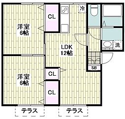 コーポリッチモンド 2LDKの間取図画像
