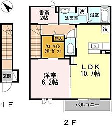 ヴィラ昇美 1LDKの間取図画像