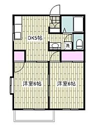ドエル北鎌倉 2DKの間取図画像