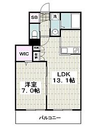 ヴィラ由比ガ浜 1LDKの間取図画像