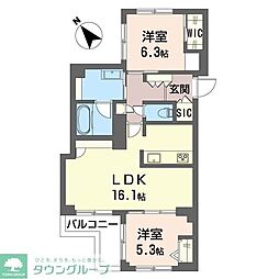 アコルデ由比ガ浜 2LDKの間取図画像