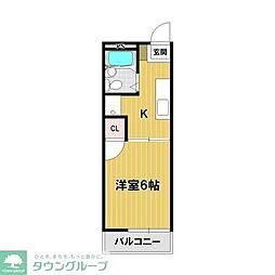 富岡ハイツ 1Kの間取図画像