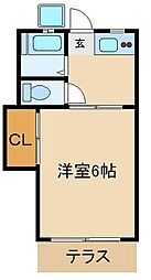 加賀ハイツC棟 1Kの間取図画像
