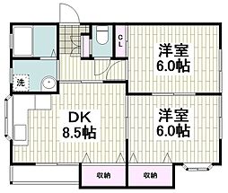 ストーンフィールド鵠沼 2DKの間取図画像