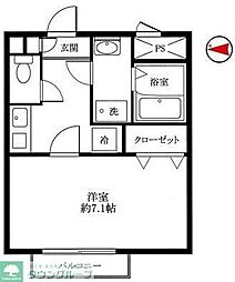 アムール寿来 1Kの間取図画像