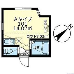 ユナイト大船トレサージュ ワンルームの間取図画像