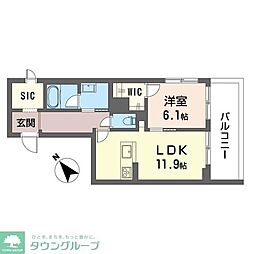 アコルデ由比ヶ浜 1LDKの間取図画像
