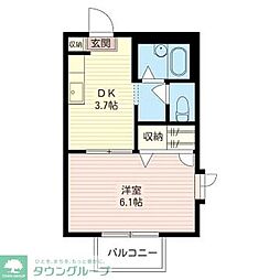ブラウンコート 1Kの間取図画像